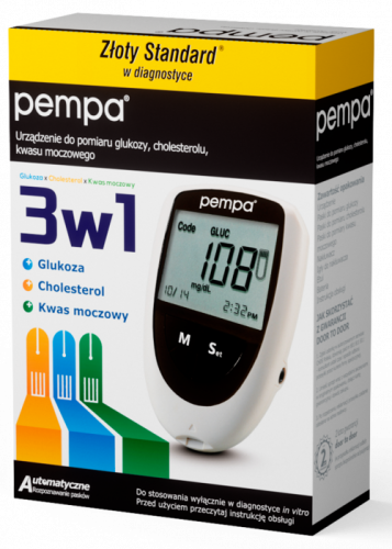 Urządzenie diagnostyczne 3 w 1 do pomiaru glukozy, cholesterolu, kwasu moczowego - Pempa® BK6-40M
